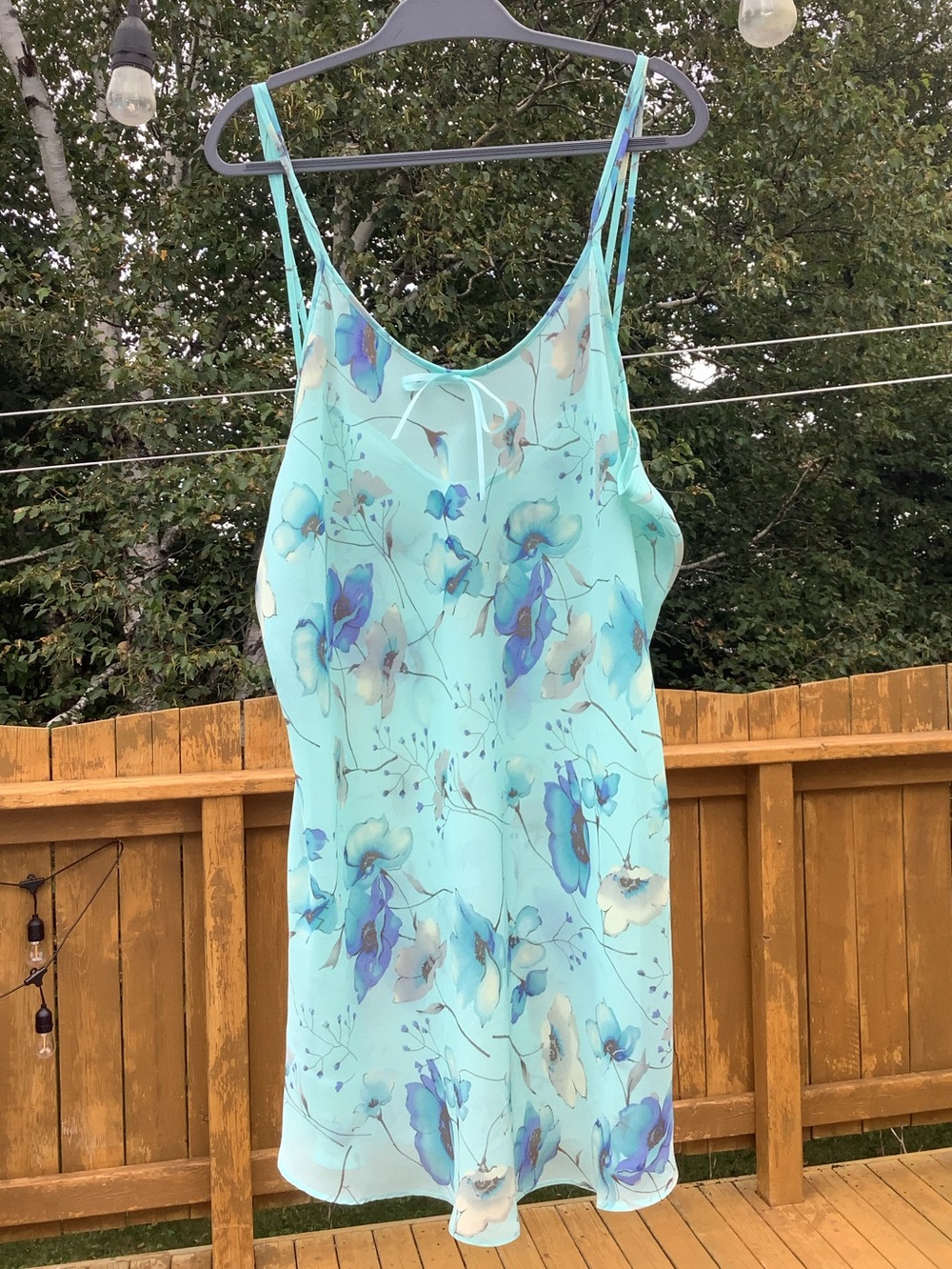 Y2K Secret Treasures Plus Size Turquoise Floral Sheer Slip Dress Nightgown 3XL
